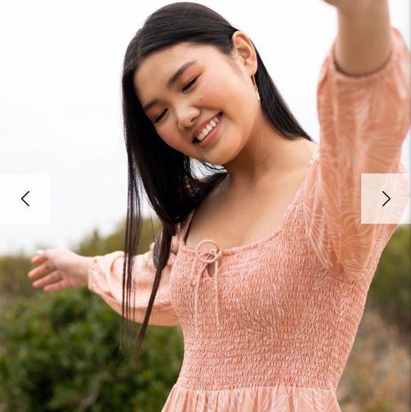Able pink dress w pockets smocked joyce cottagecore boho - Picture 2 of 7